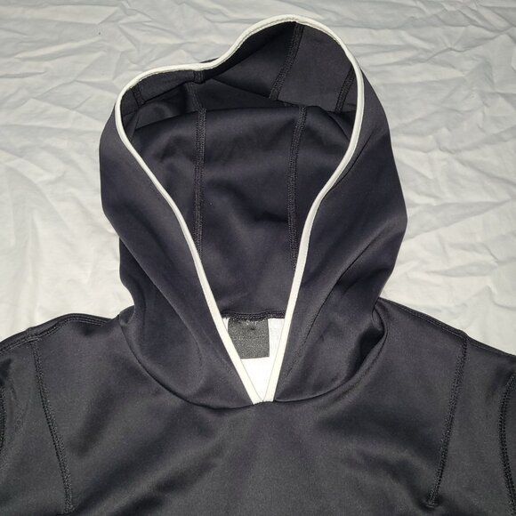 MagnLens Active Hoodie Black and White Long Sleeve Thumbholes Mesh Panels Logo - Picture 2 of 12